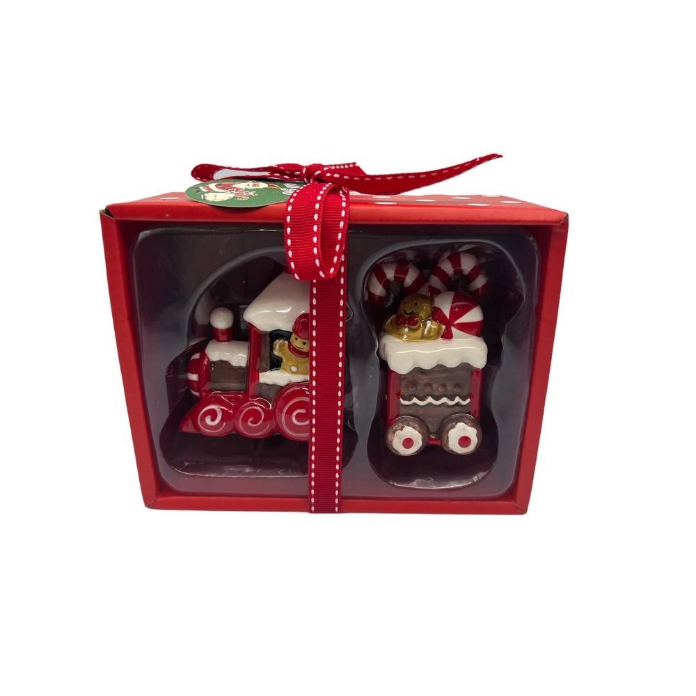 Blue Sky Clayworks Gingerbread Train Salt & Pepper Set